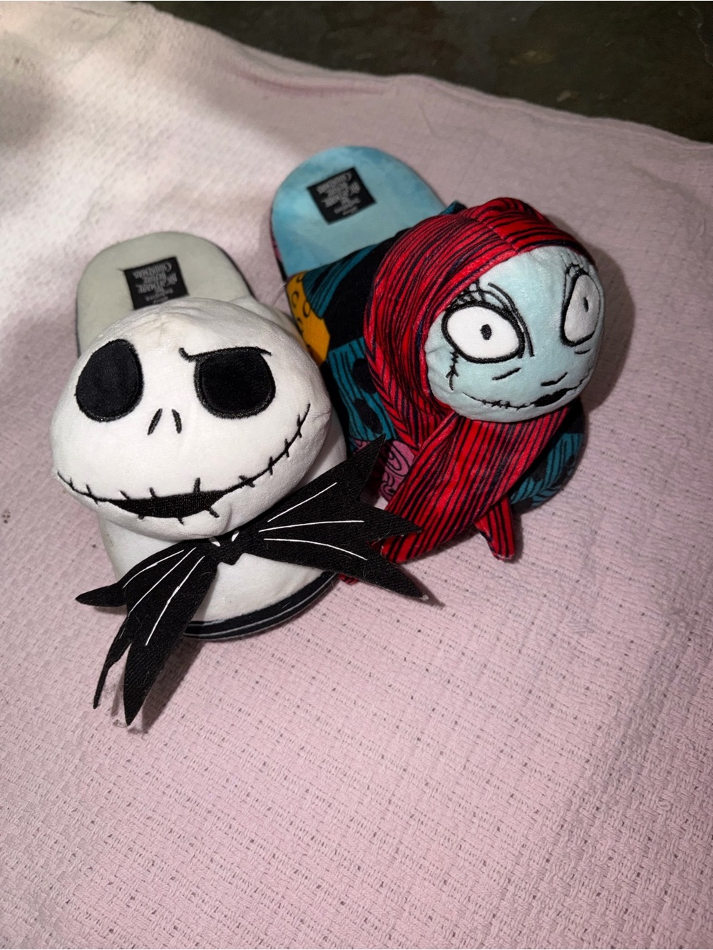 Nightmare Before Christmas Character Plush Slippers - Jack & Sally